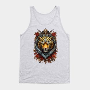 Tiger Coat of Arms Heraldic retro vintage floral design Tank Top